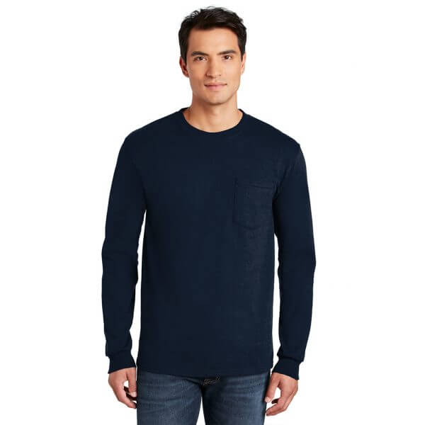 Gildan ® - Ultra Cotton ® 100% Cotton Long Sleeve T-Shirt with Pocket 2410