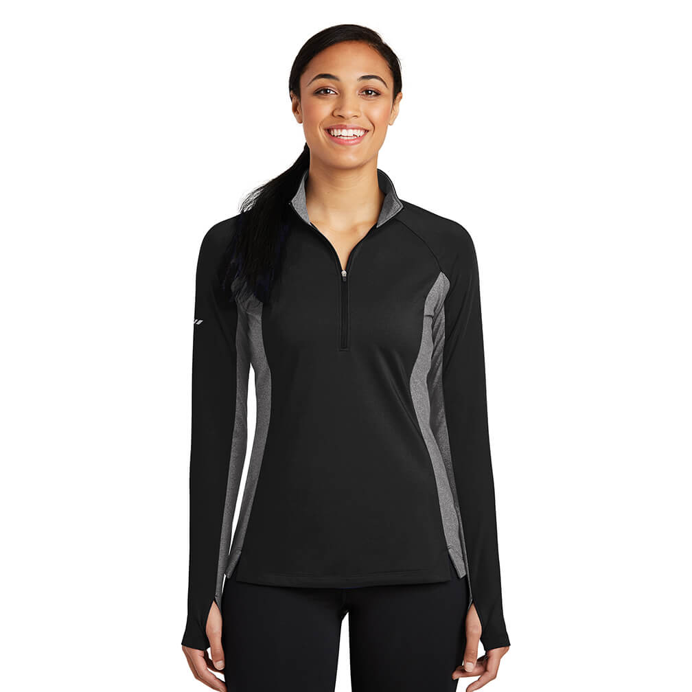Sport-Tek ® Ladies Sport-Wick ® Stretch Contrast 1/2-Zip Pullover ...