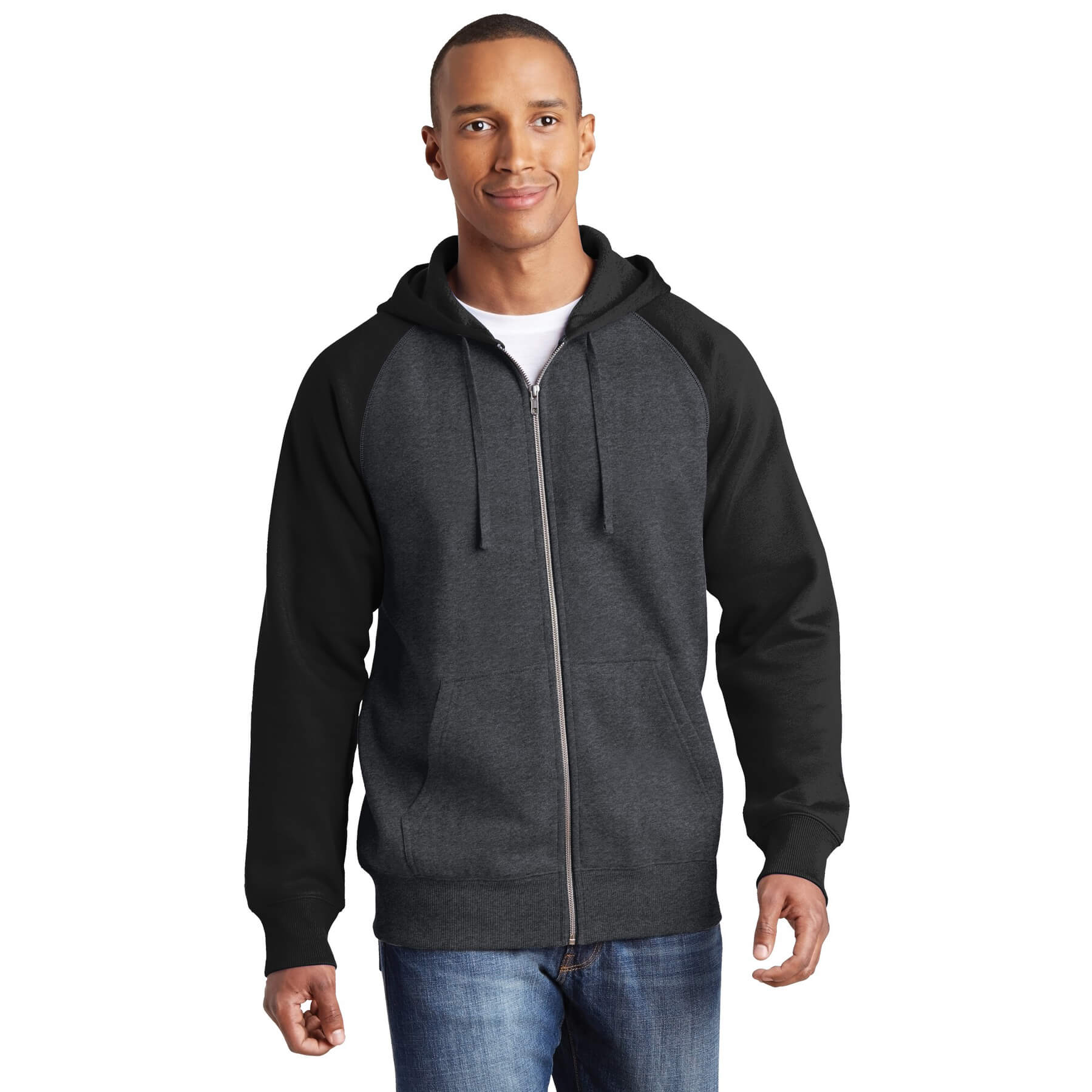 Sport-Tek ® Raglan Colorblock Full-Zip Hooded Fleece Jacket - Phelps USA