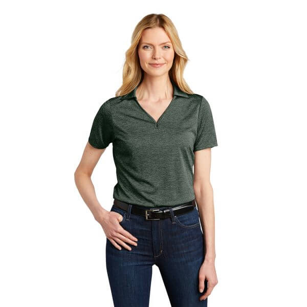 Port Authority Ladies Shadow Stripe Polo Deep Forest Green