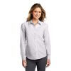 Port Authority Ladies SuperPro Oxford Stripe Shirt Gusty Grey/ White