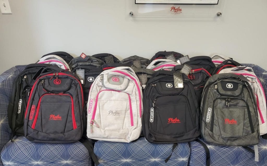 Phelps bags donated to children