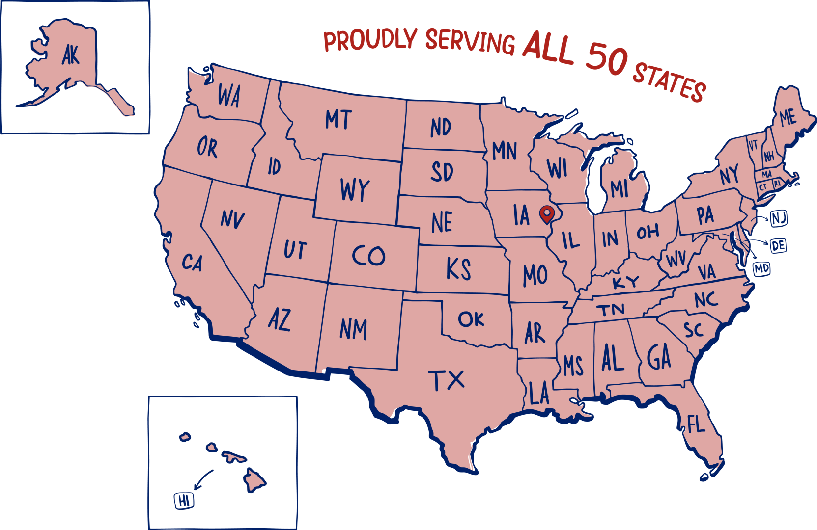 We serve all 50 states with our custom apparel and promotional product solutions