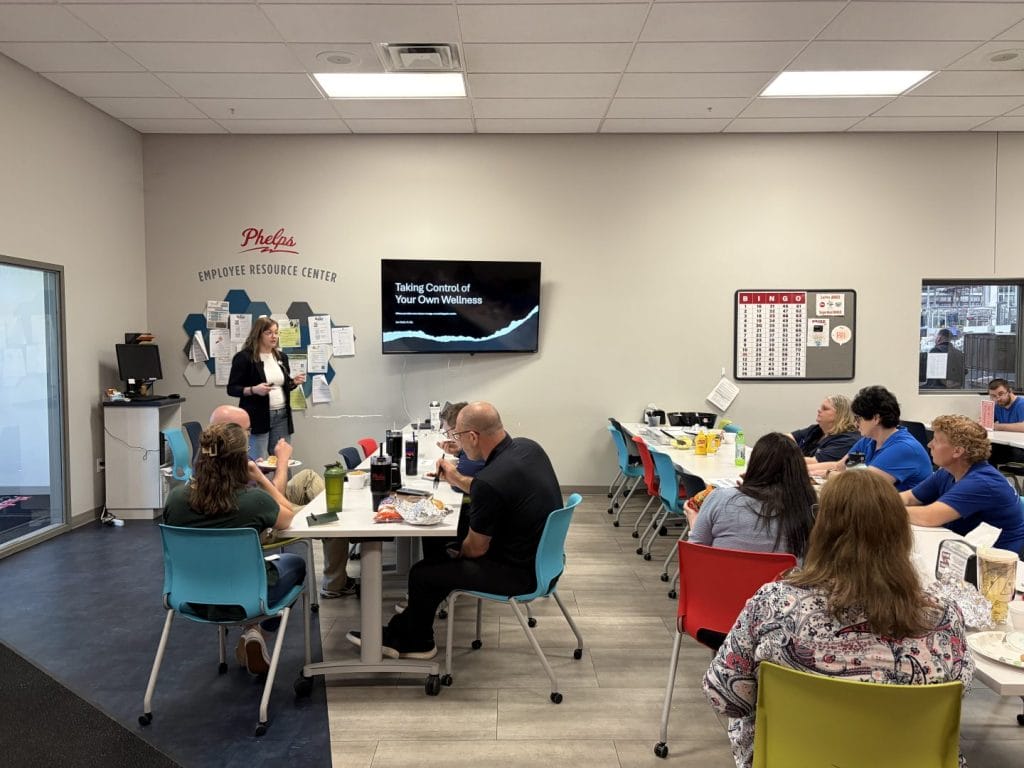 Employees learning how to take control of their wellness at another Hungry to Grow session.