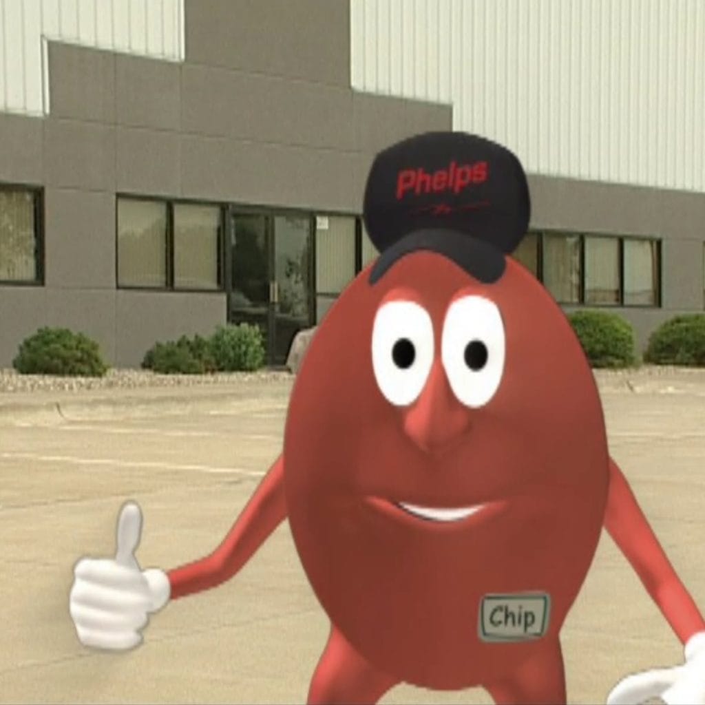 Historical "chip" mascot giving a tour of our previous facility.