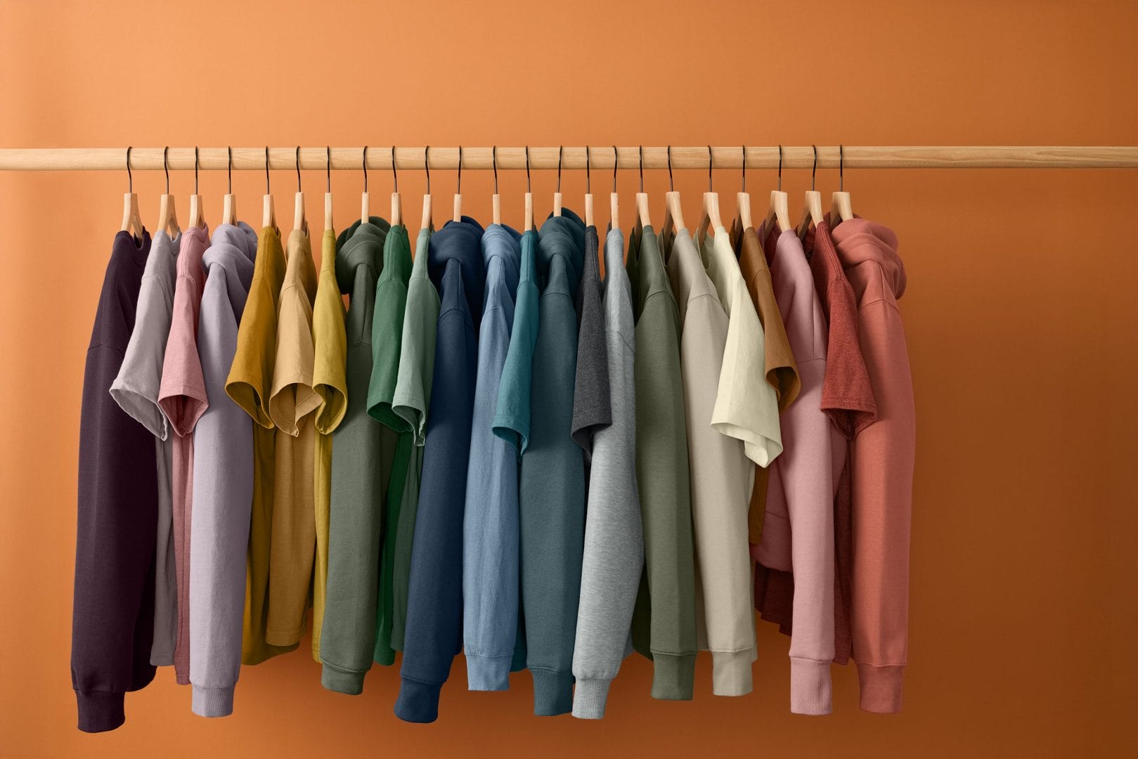 Apparel options from colors and brands.